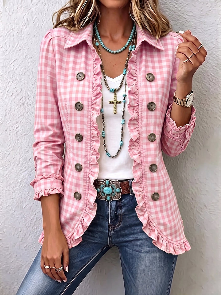 Purificación | Checked Vichy Jacket with Ruffles