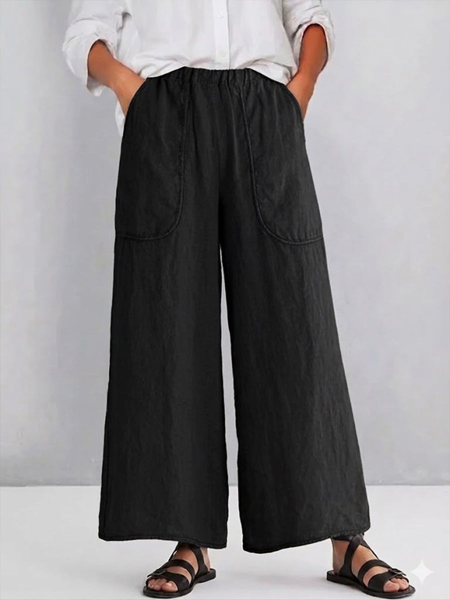 Casual Linen And Cotton Trousers, view 2 - Elena Harper