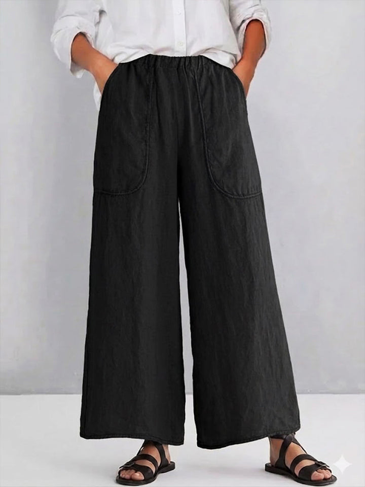 Casual Linen And Cotton Trousers, view 2 - Elena Harper