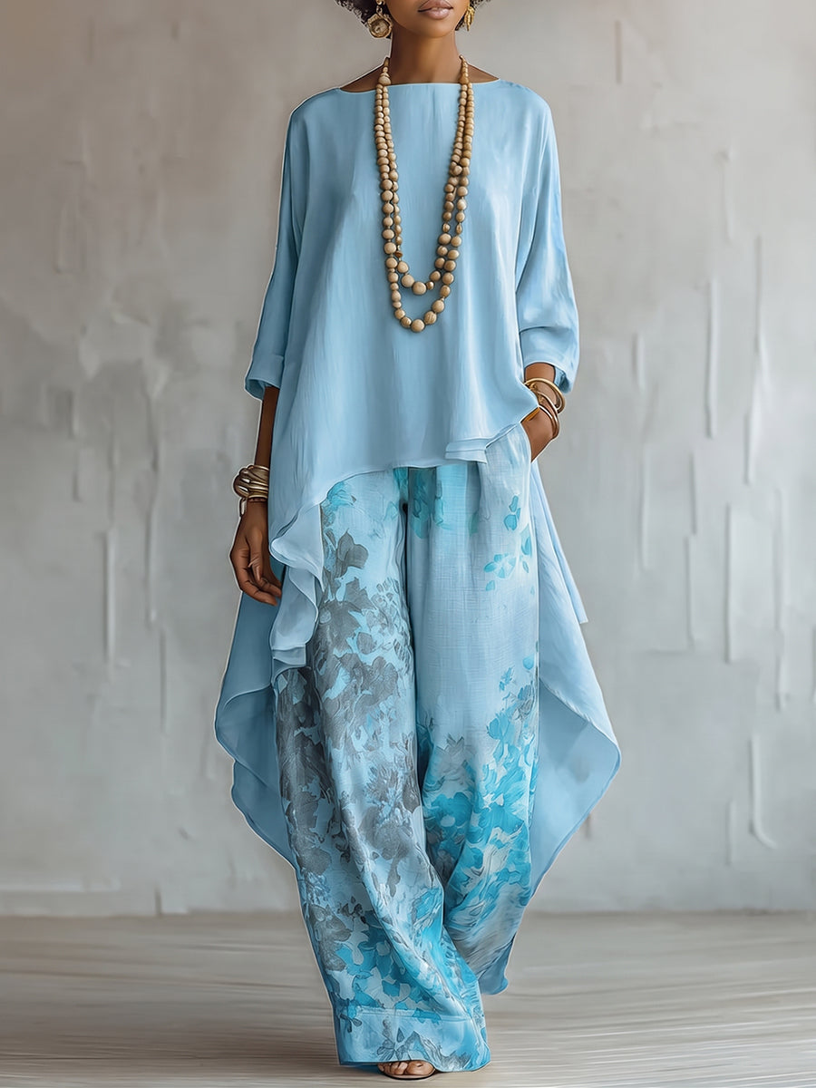 Milena™ | Stylish Floral Set with Wide Legs