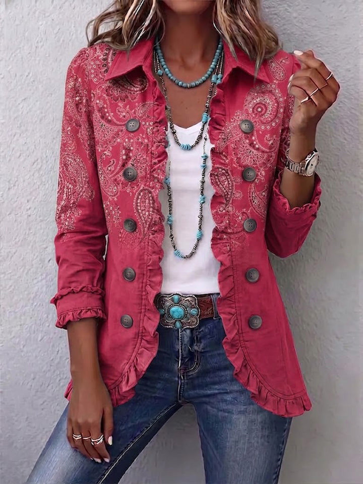 Adoration | Rose Cashmere Jacket with Ruffles