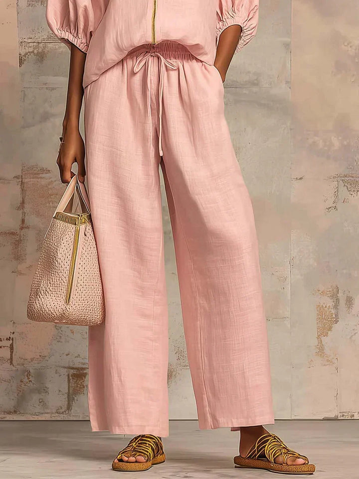 Alba Relaxed Button-Up Shirt and Coordinated Wide Leg Pants, view 7 - Elena Harper