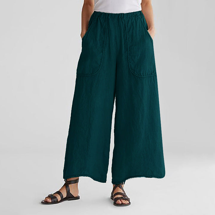 Casual Linen And Cotton Trousers, view 4 - Elena Harper