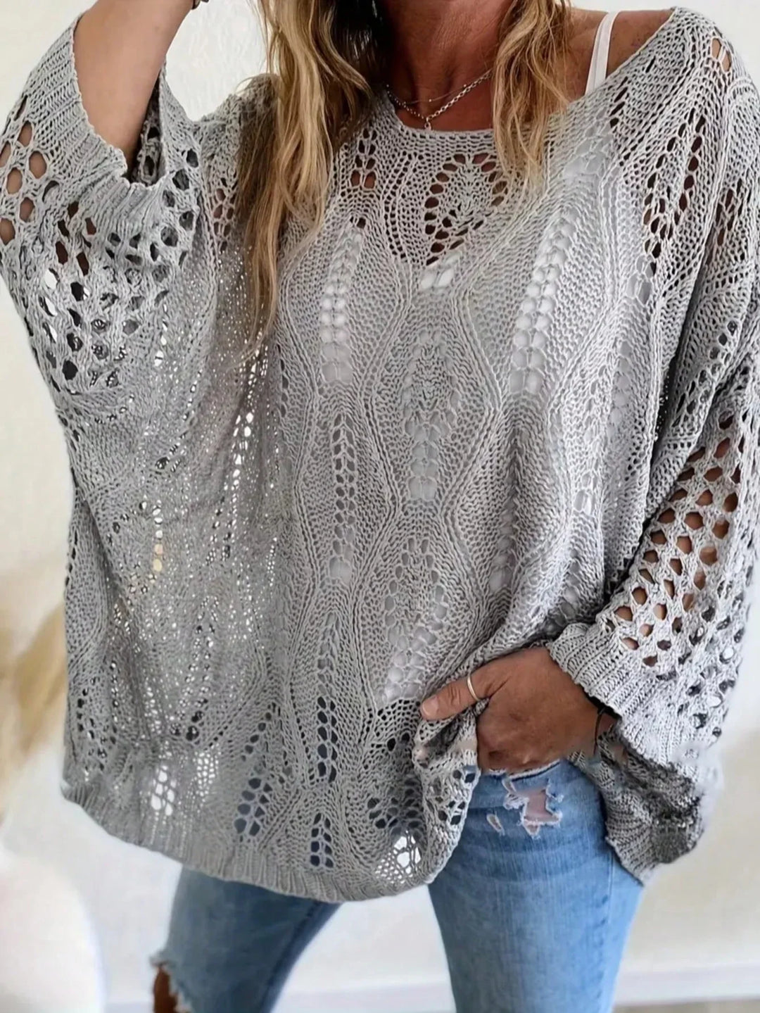 Women's Casual Hollow Knit Top