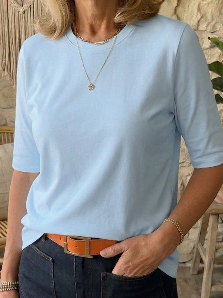 Minimalist Crew Neck Half-sleeve 100% Cotton T-shirt