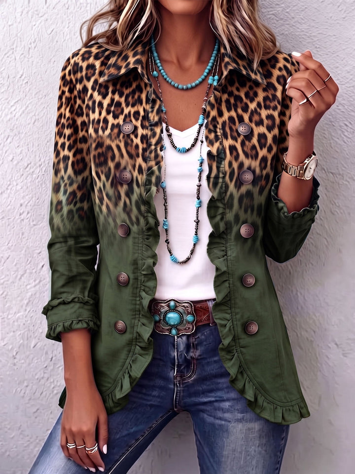 Mercedes | Leopard Ombre Blazer with Ruffles