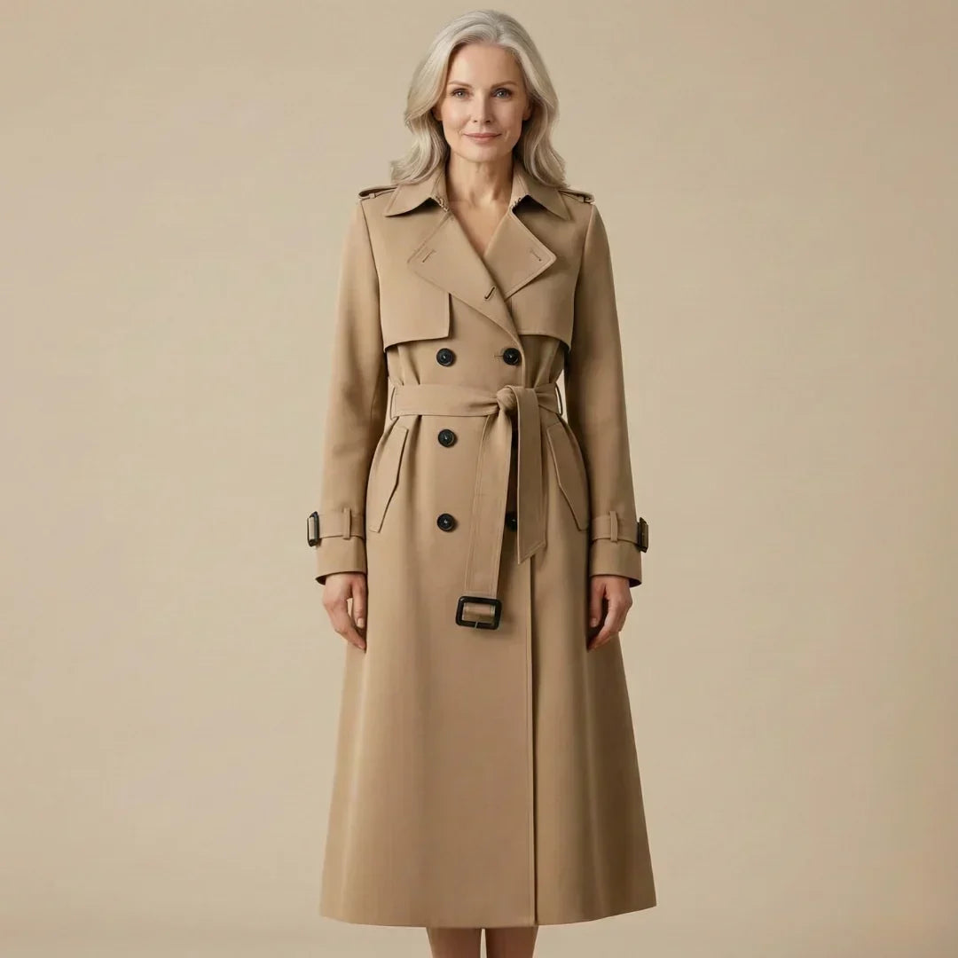 Ladies Double-Breasted Trench Coat with Belt