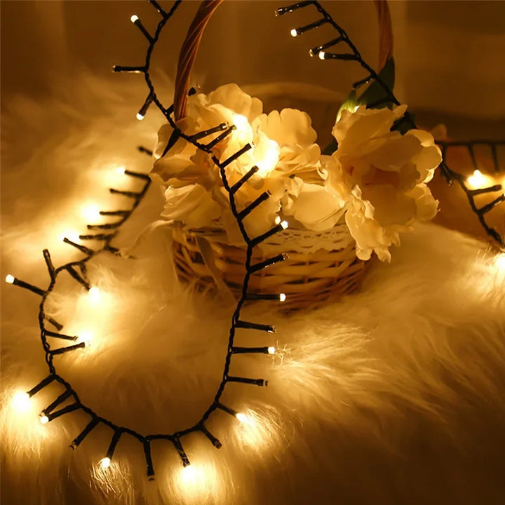 Outdoor Christmas Lights - Warm White Cluster Lights with 8 Modes