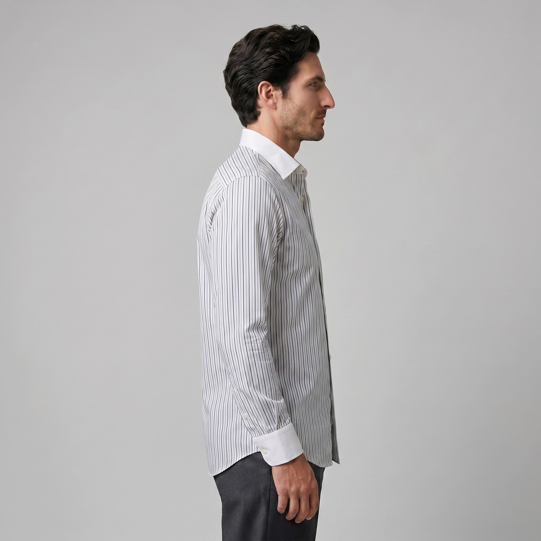 Men's Slim Fit Long Sleeve Striped Formal Shirt