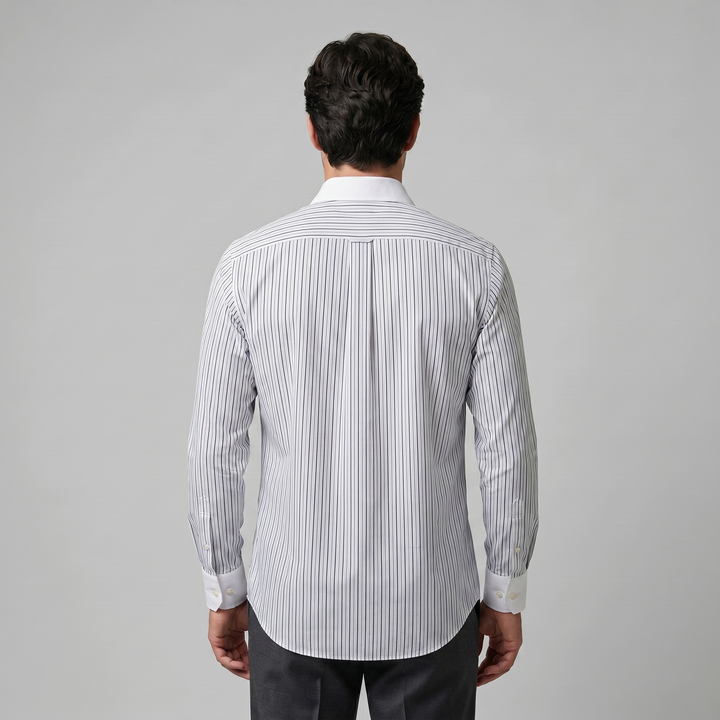Men's Slim Fit Long Sleeve Striped Formal Shirt