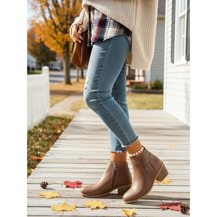 Sylvie - Elegant Suede Cut-Out Ankle Boots