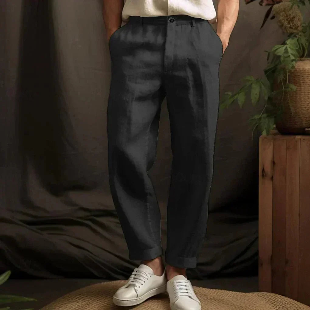 Men’s Linen Casual Trousers Airy Style for Summer Days, view 3 - Elena Harper