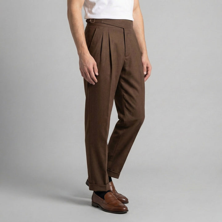 Men's Pleated Pants with Adjustable Waist