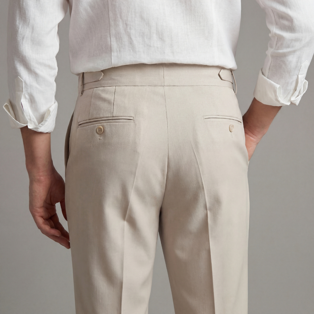 Men's Pleated Trousers with Adjustable Waist - Elena Harper