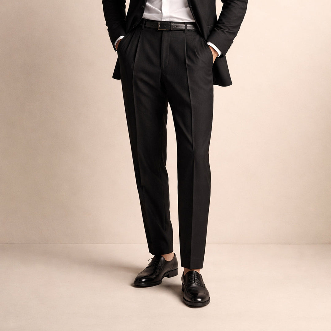 Men's Straight Pleated Trousers - Elena Harper