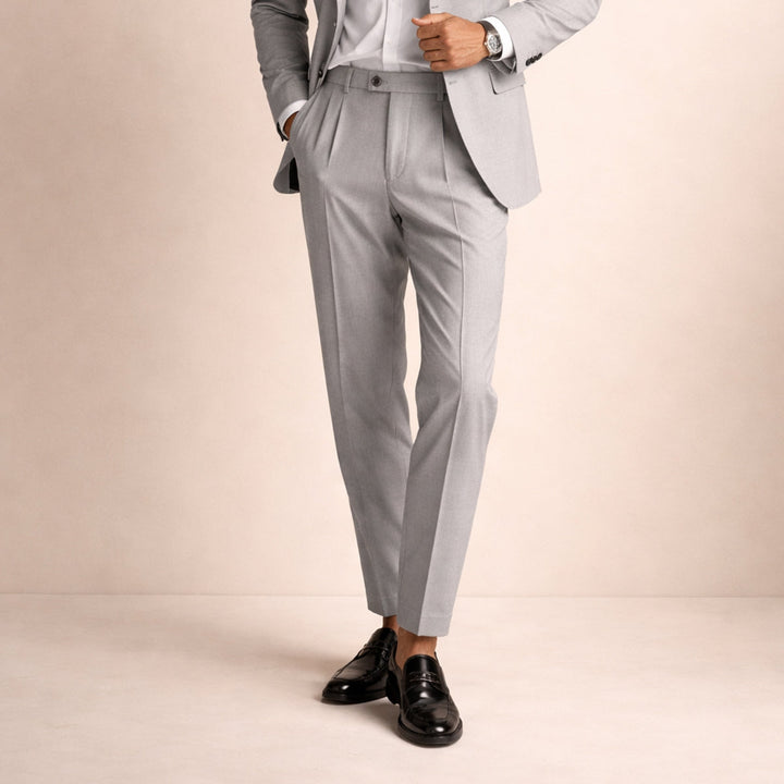 Men's Straight Pleated Trousers - Elena Harper