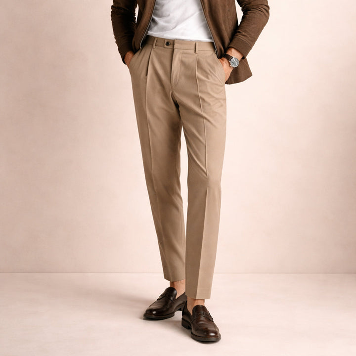 Men's Straight Pleated Trousers - Elena Harper