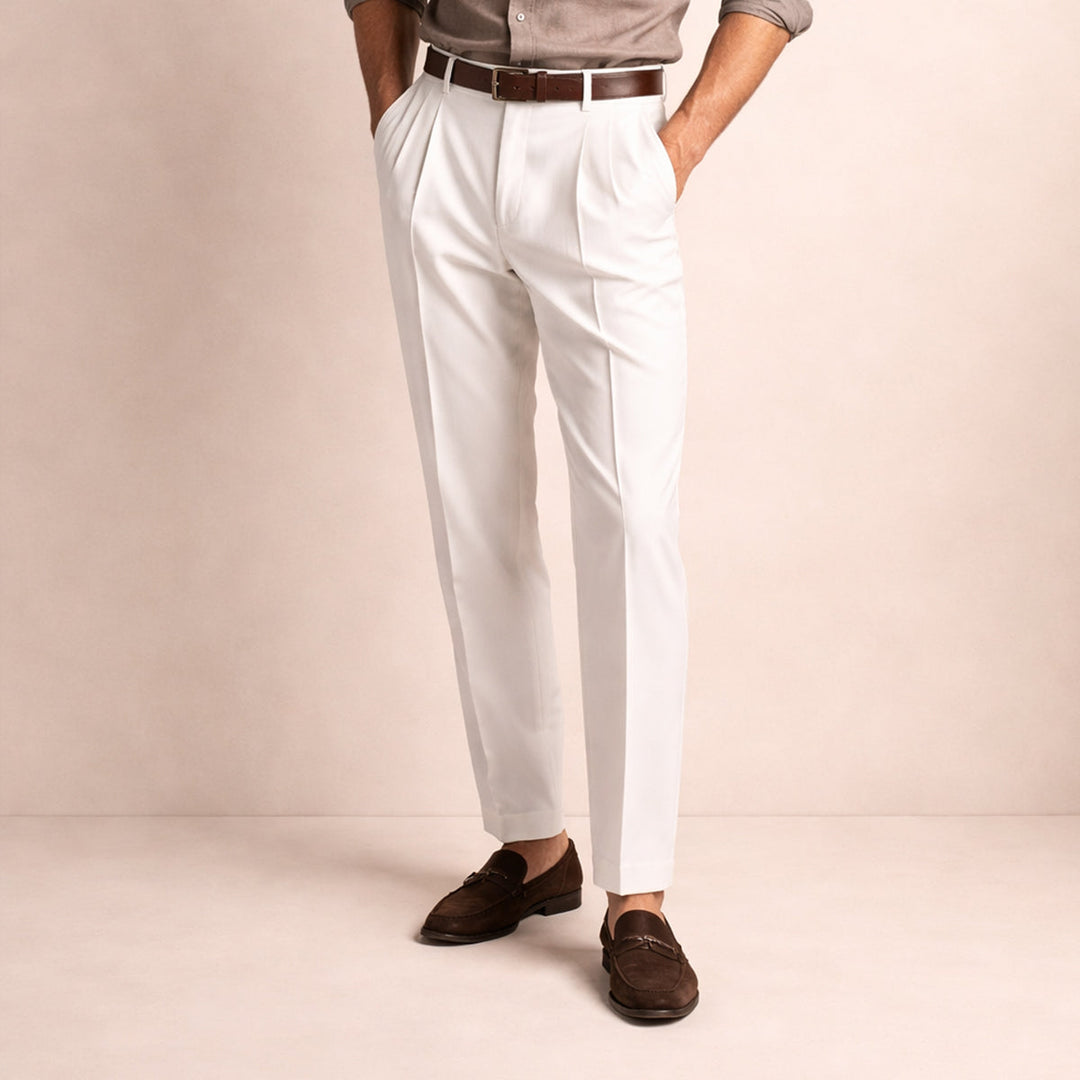 Men's Straight Pleated Trousers - Elena Harper