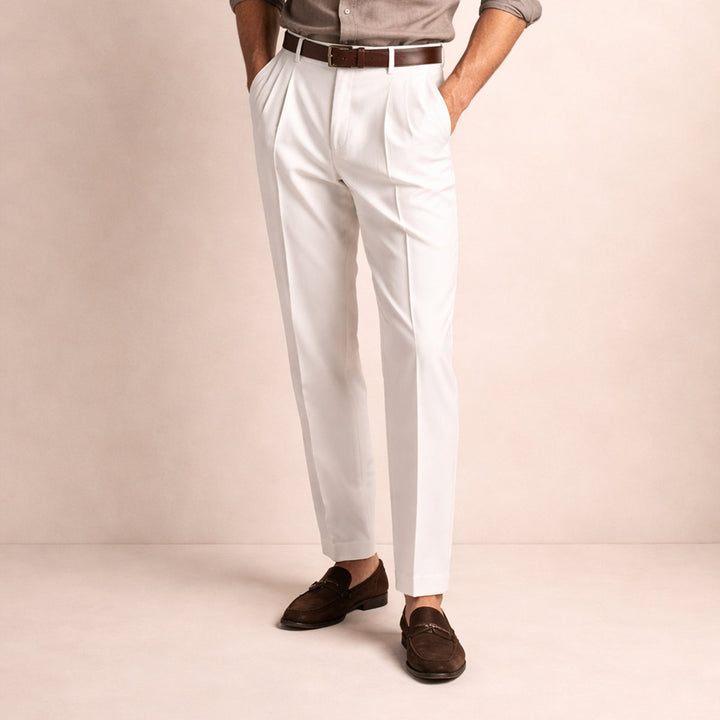 Men's Straight Pleated Trousers - Elena Harper