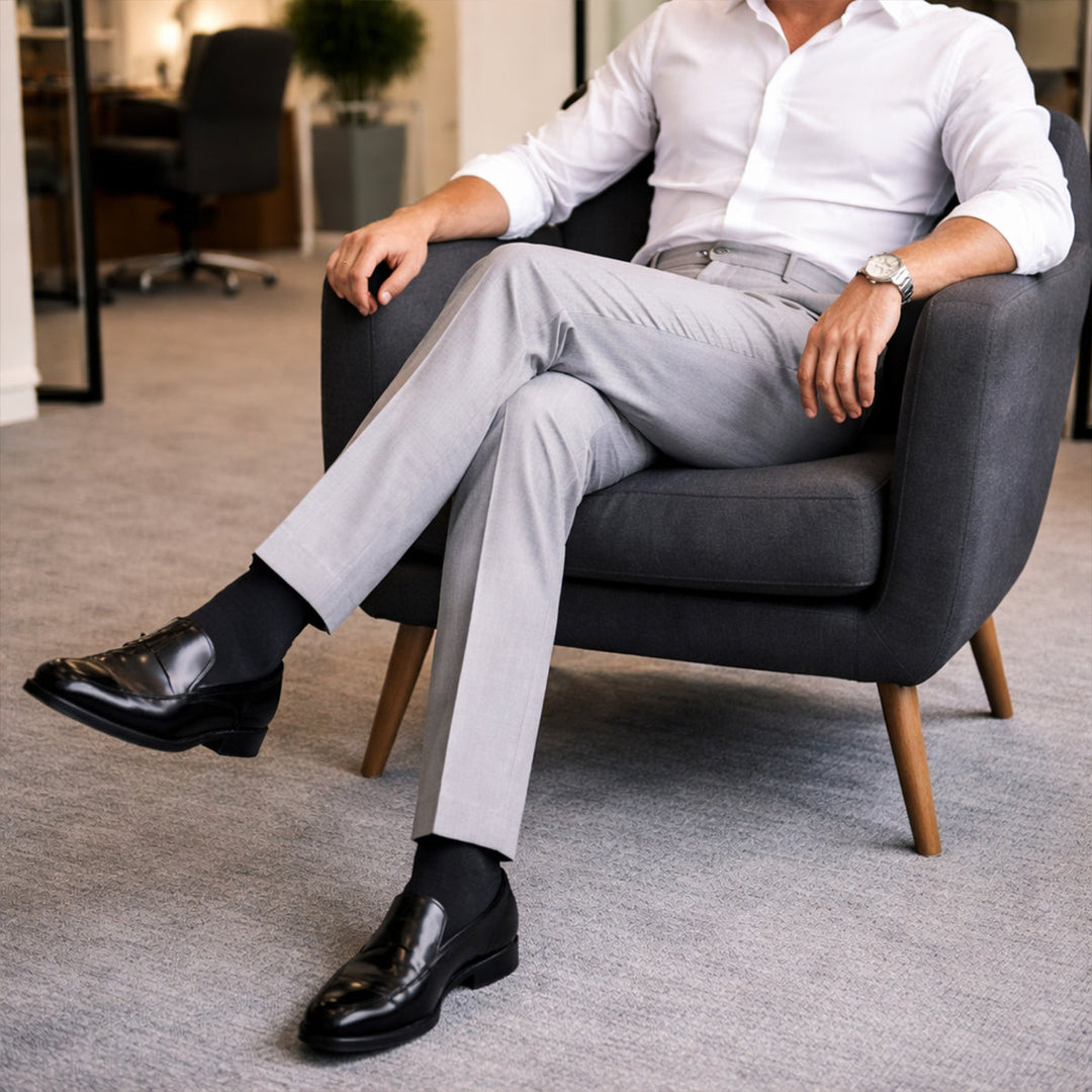 Men's Straight Pleated Trousers - Elena Harper