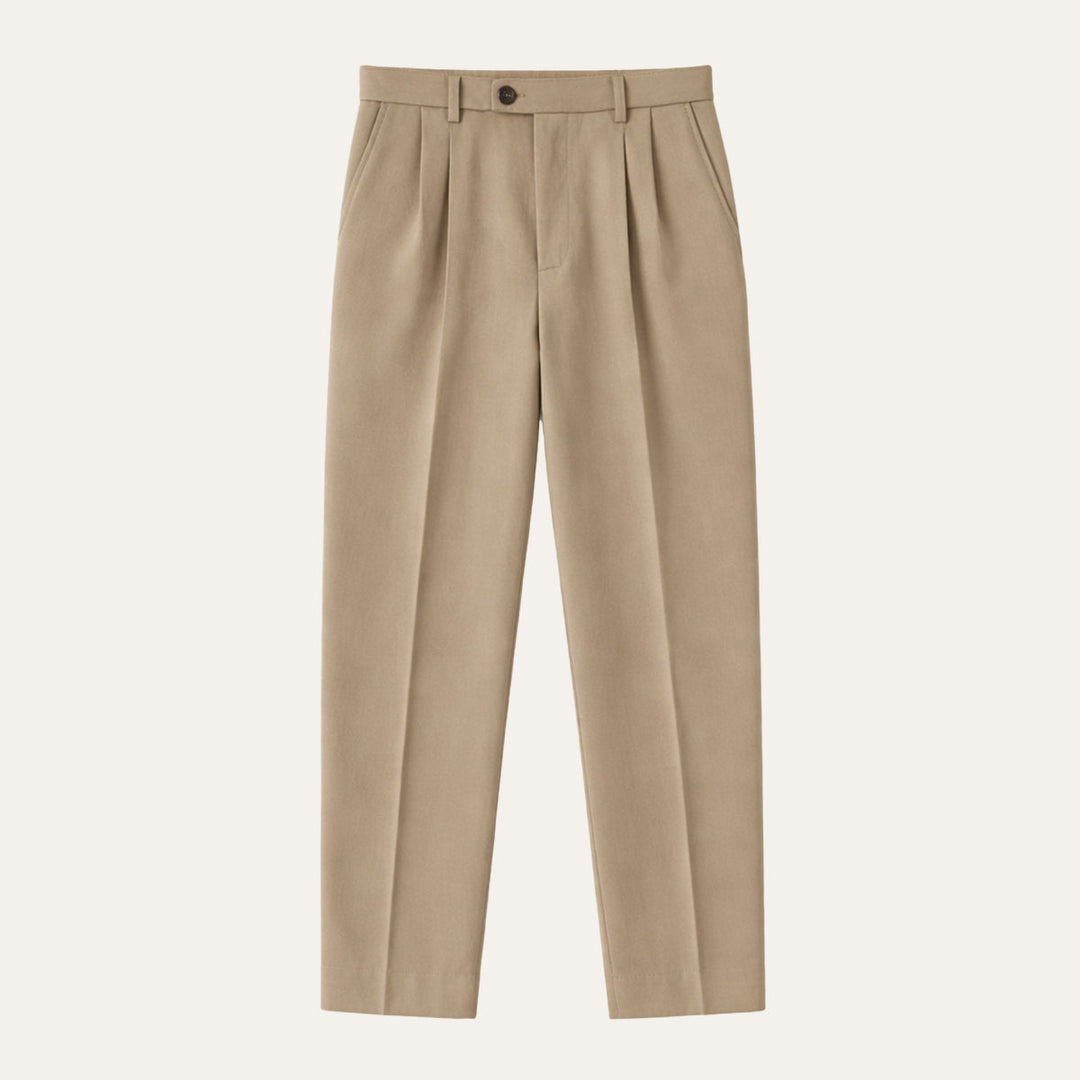 Men's Straight Pleated Trousers - Elena Harper