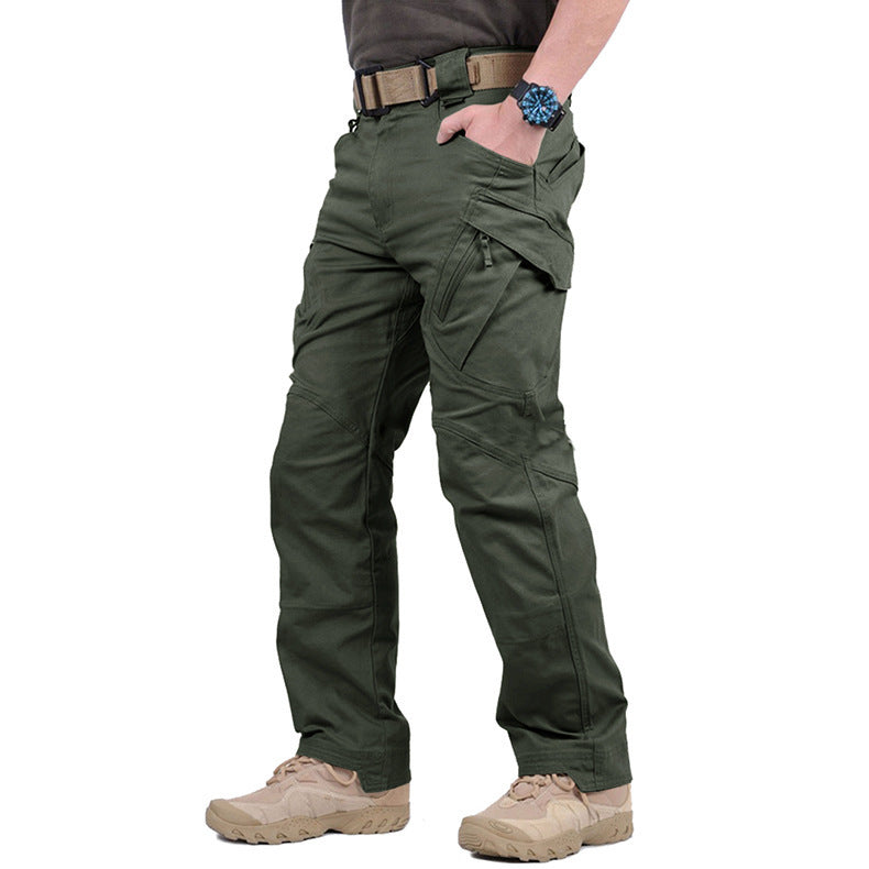 Men's Cargo Pants with Straight Cut and Multiple Pockets