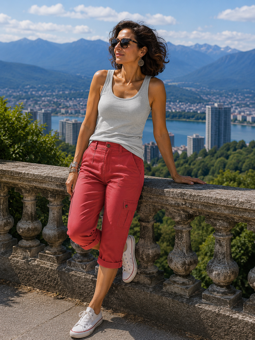 Women's Capri Cargo Pants with Multiple Pockets and Relaxed Fit