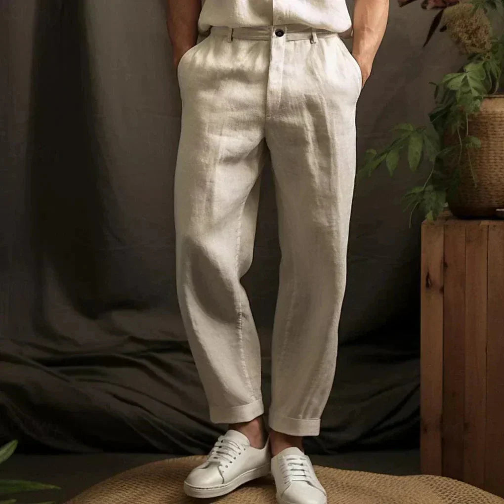 Men’s Linen Casual Trousers Airy Style for Summer Days - Elena Harper