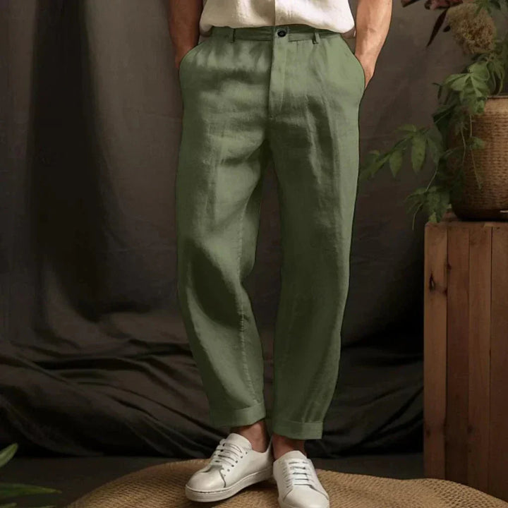 Men’s Linen Casual Trousers Airy Style for Summer Days, view 4 - Elena Harper
