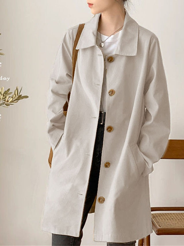 Women's Buttoned Rain Jacket - Breathable and Casual