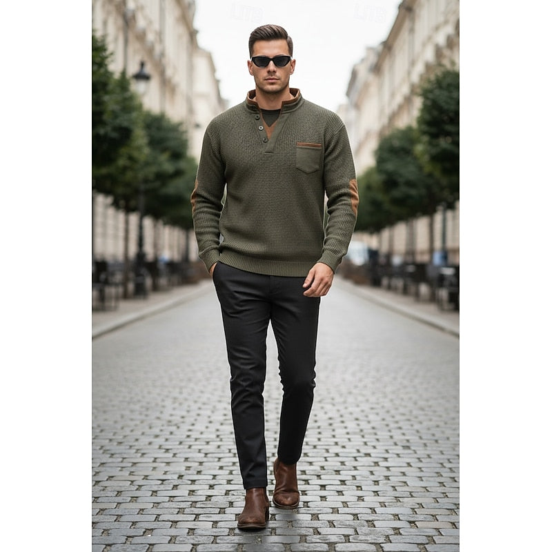 Russell Textured Waffle Henley Shirt, view 5 - Elena Harper
