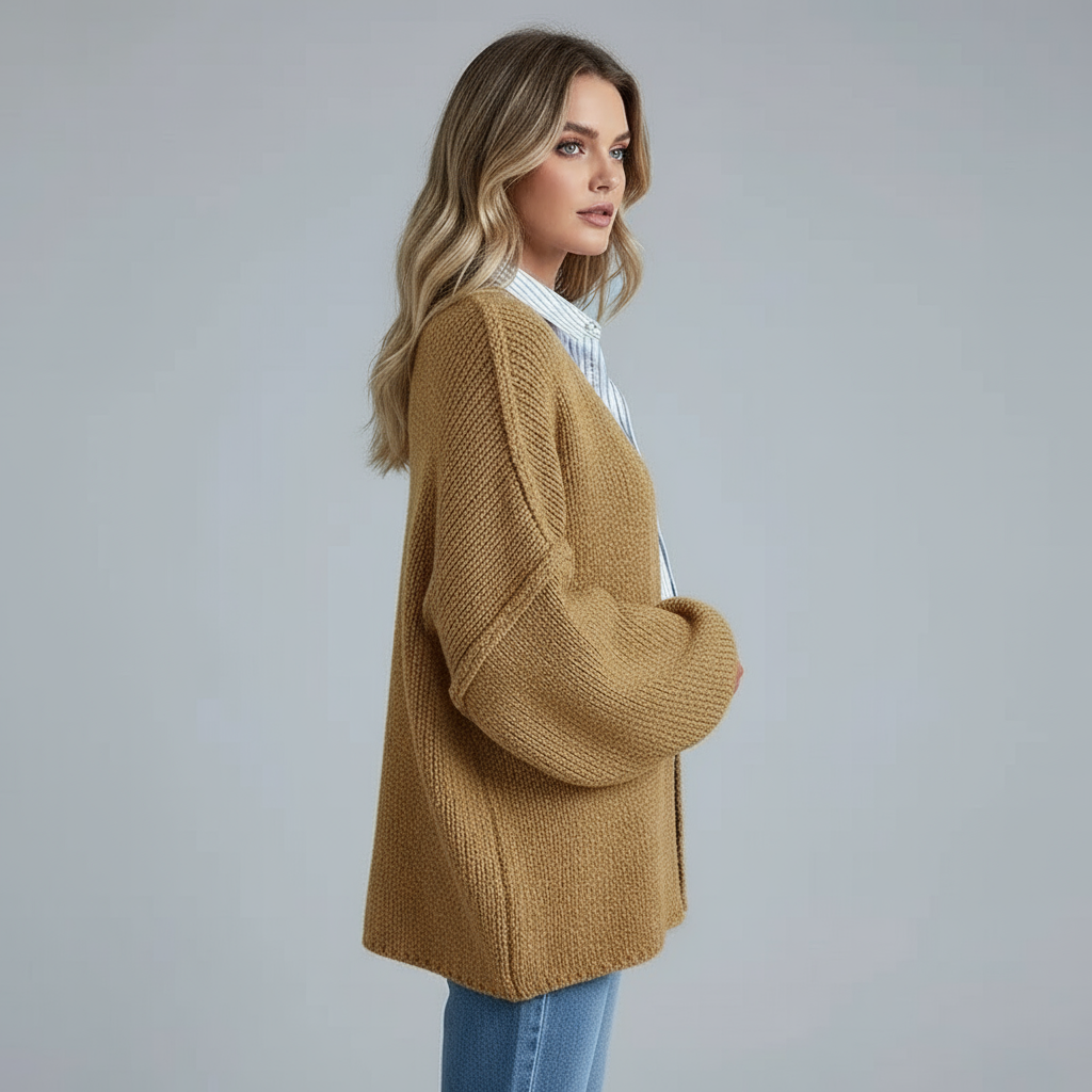 Oversized Women's Knit Cardigan Soft and Relaxed, view 3 - Elena Harper
