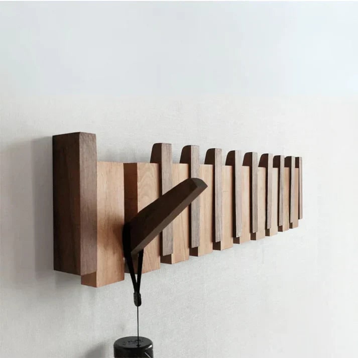 Piano Shape Design Wooden Wall Coat Rack