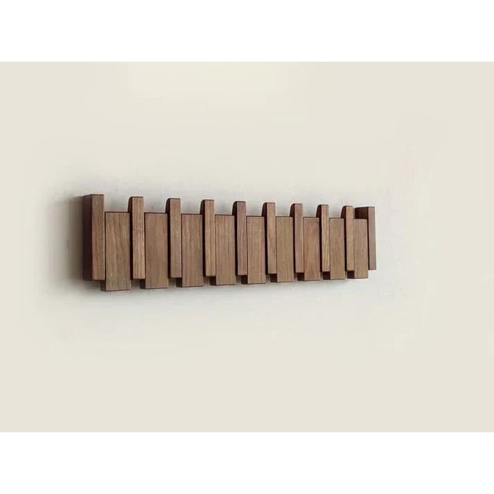 Piano Shape Design Wooden Wall Coat Rack