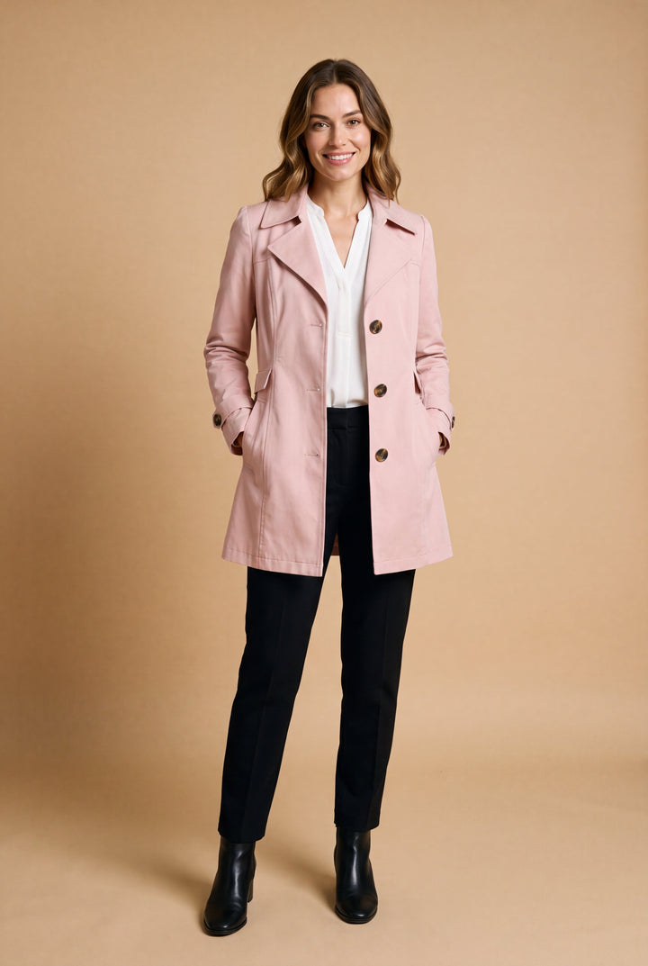 Ladies Short Trench Coat with Belt