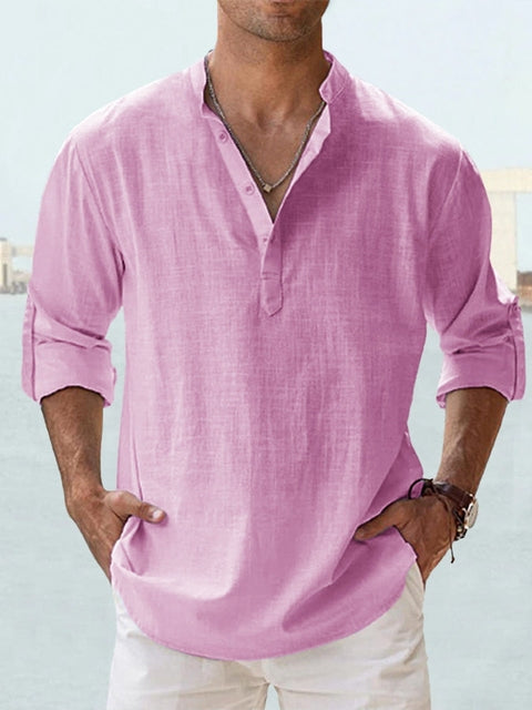Bastian | Men's Casual Long Sleeve Shirt with Stand-Up Collar