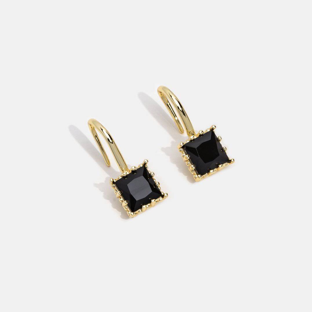 Nicole™ Crystal Drop Earrings by Emma & Rose Cape Town featuring black crystal teardrop charms on silver hooks