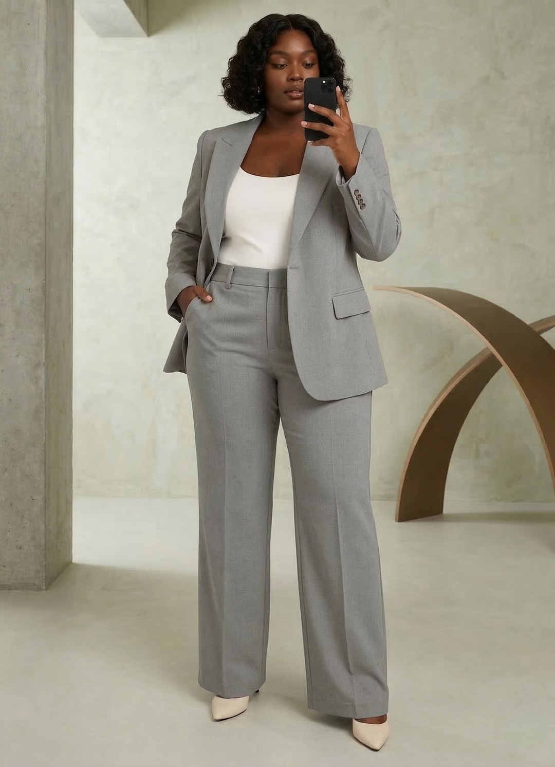 Ladies Two-Piece Suit - Tailored Blazer with Pants