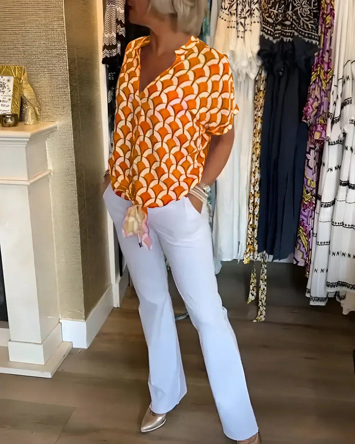 Elegant Printed Blouse Solveig, view 8 - Elena Harper