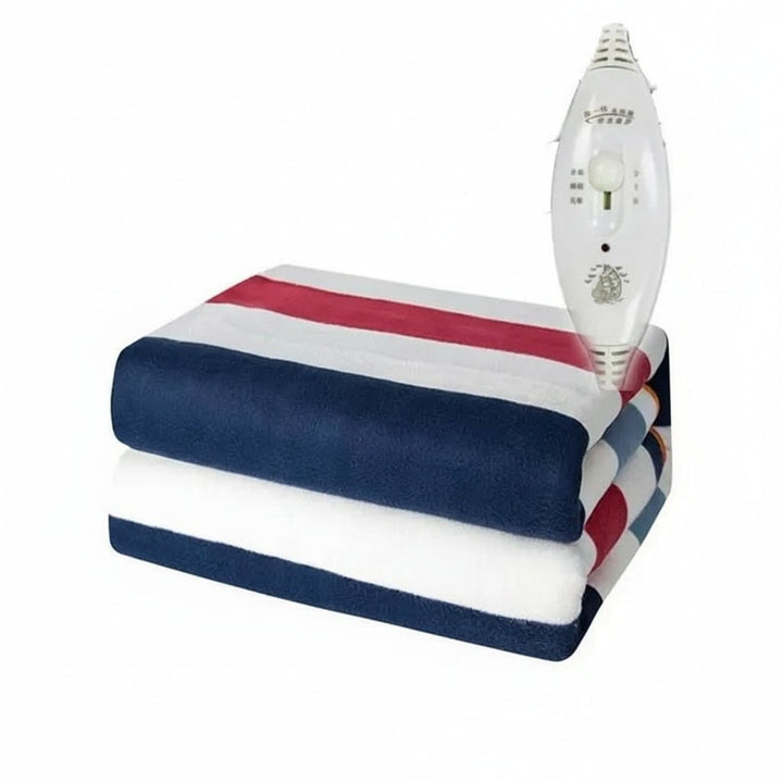 Plush Heated Blanket With Cozy Striped Design