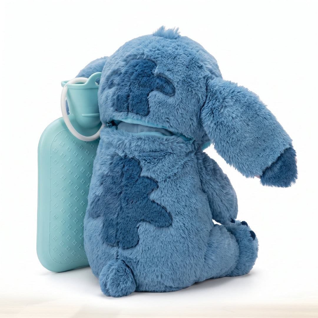 Plush Hot Water Bottle With Stitch Design Provides Comforting Warmth For Cold Fingers