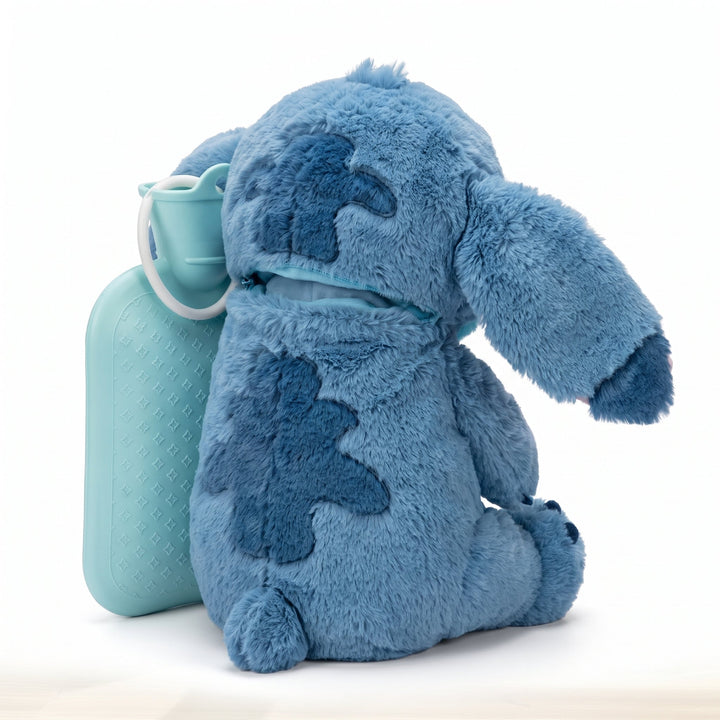 Plush Hot Water Bottle With Stitch Design Provides Comforting Warmth For Cold Fingers