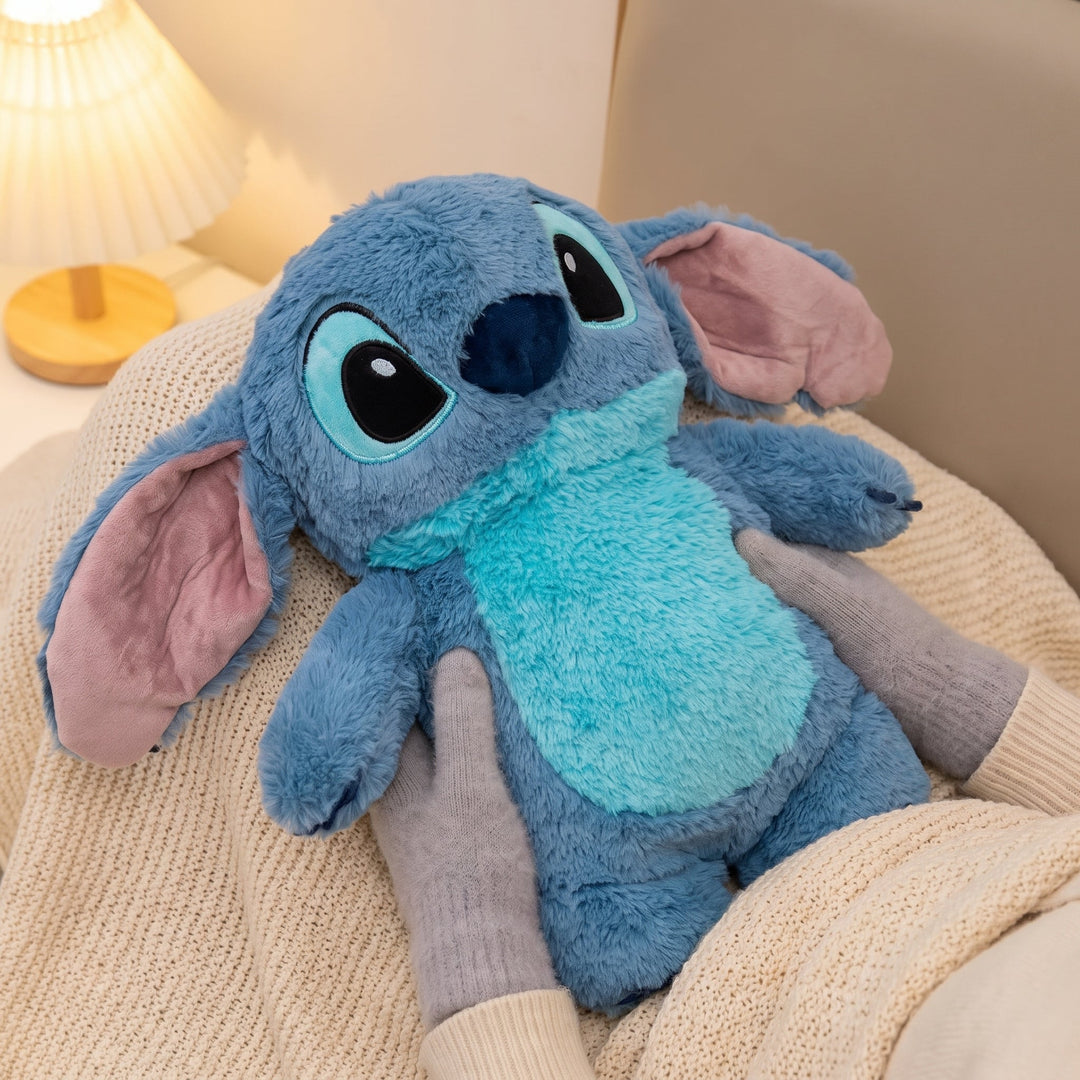 Plush Hot Water Bottle With Stitch Design Provides Comforting Warmth For Cold Fingers