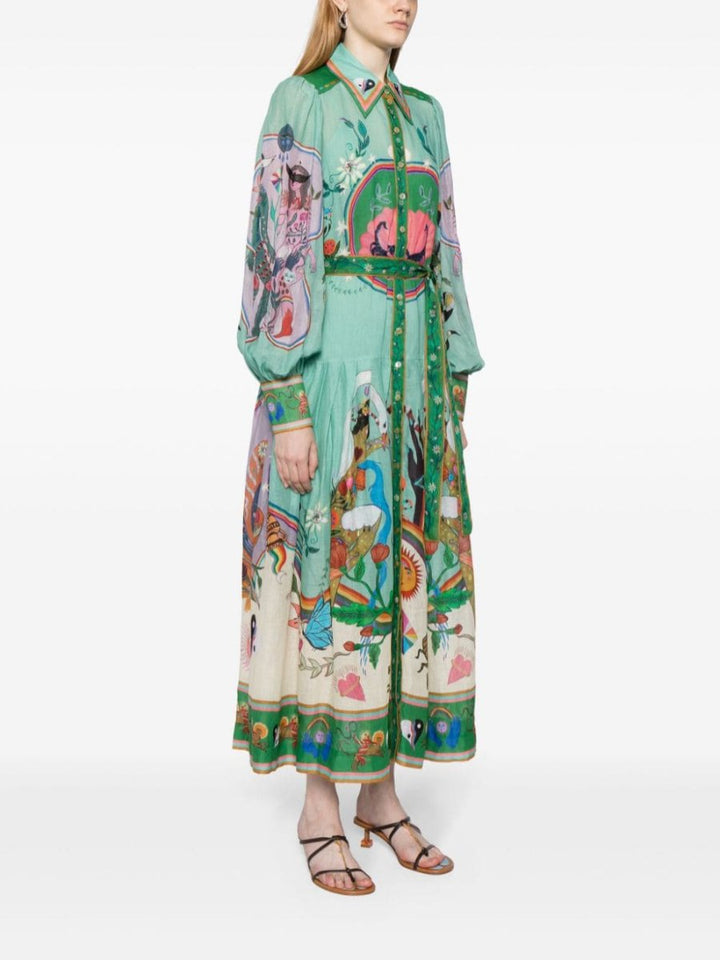 Eva - Printed shirt dress with belt