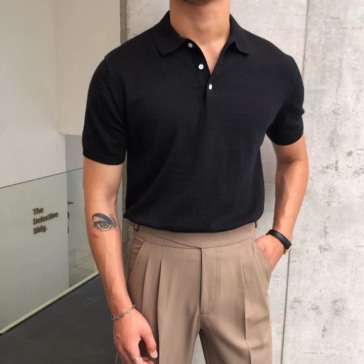 Men's Polo with Ribbed Collar