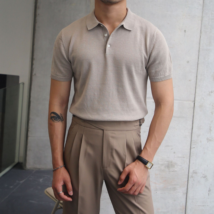 Men's Polo with Ribbed Collar