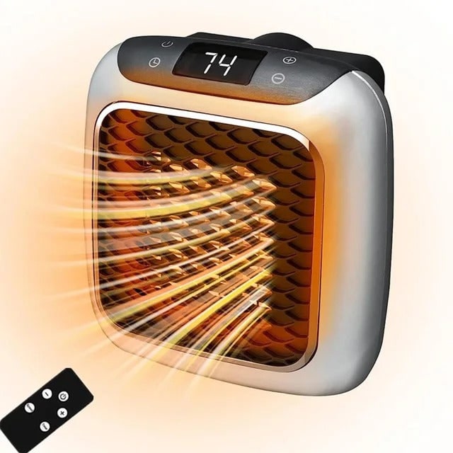 Portable Electric Heater With Wall Plug Space Design Cool-to-Touch Casing Automatic Shut-Off Whisper-Quiet Operation