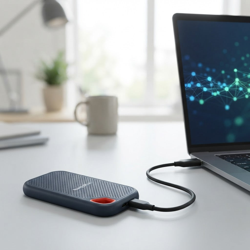 Portable External SSD With Lanyard Loop And Usb-C