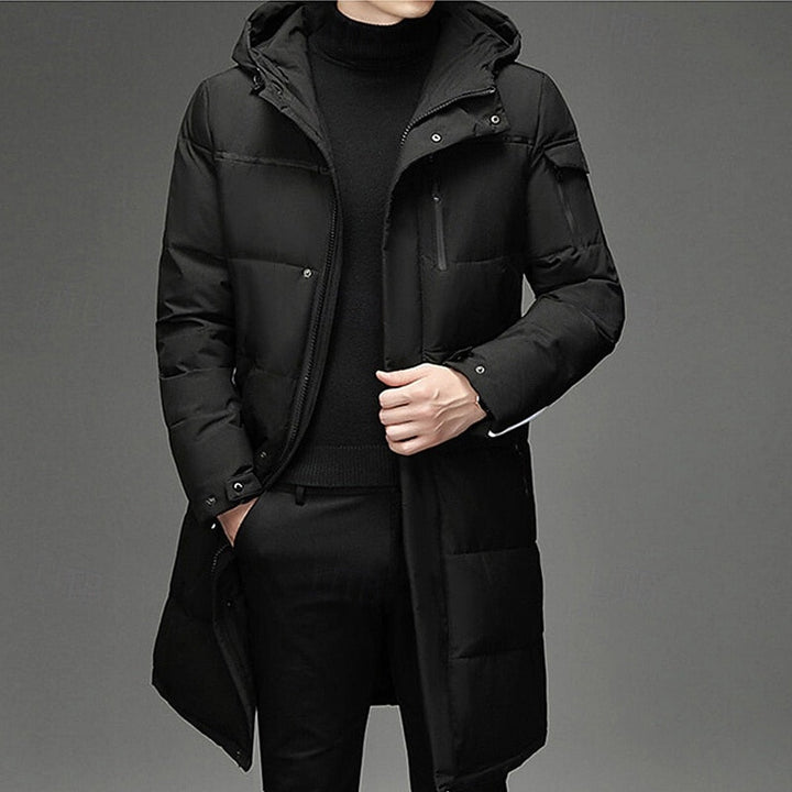 Rupert Hooded Long Winter Coat, view 5 - Elena Harper