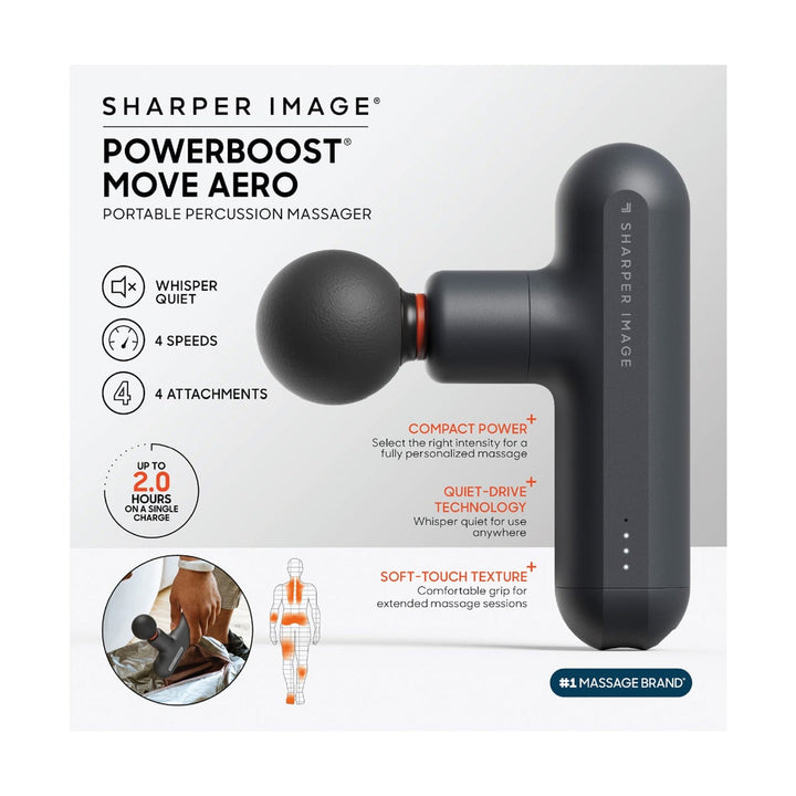 Powerboost Move Portable Percussion Massager With Quiet Deep Tissue Relief And Interchangeable Attachments